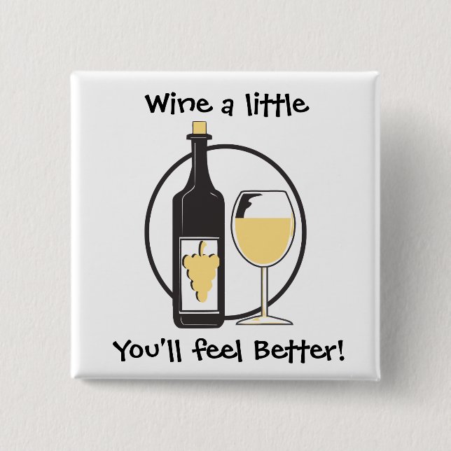 Wine a little 15 cm square badge (Front)