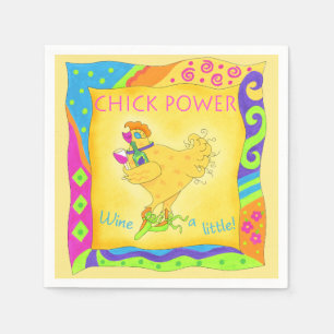 Wine a Little Chick Power Custom Yellow Napkin