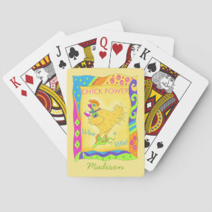 Wine a Little Chick Power Name Personalised Yellow Playing Cards