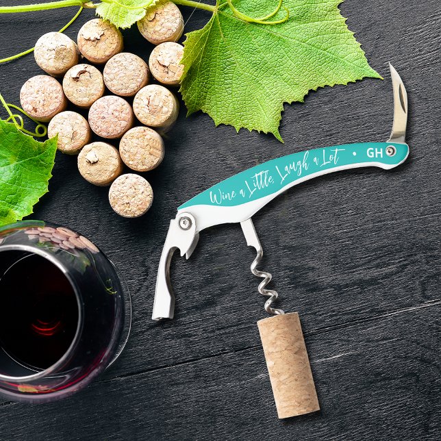 Wine a Little Laugh A Lot Corkscrew (Personalized Corkscrew with your initials on the end - great gift idea!)
