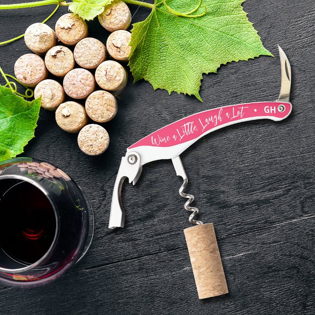 Wine a Little Laugh A Lot Party Corkscrew (Personalized Corkscrew with your initials on the end - great gift idea!)