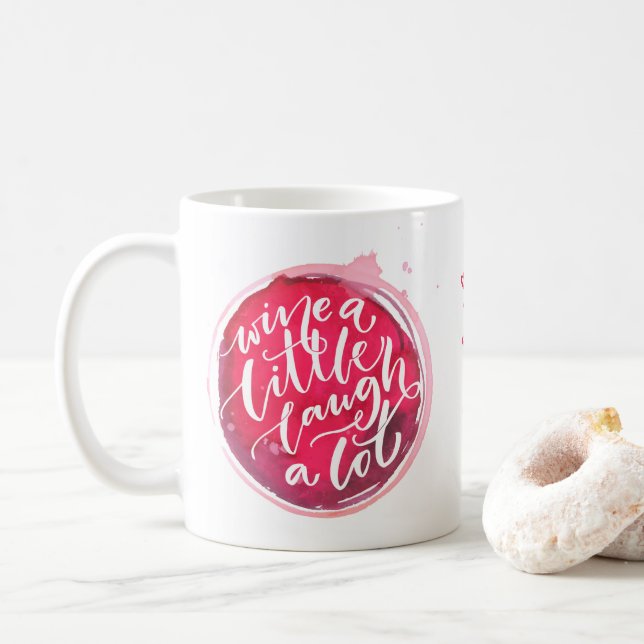 Wine a Little Laugh A Lot Personalised Coffee Mug (With Donut)