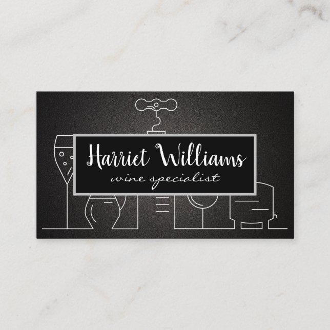 Wine Accessories Line Drawing Business Card (Front)