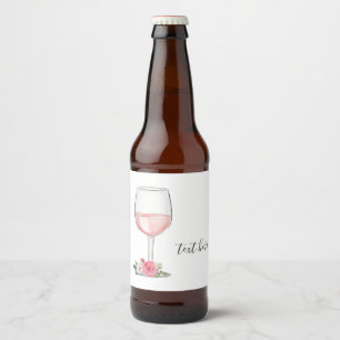 wine, adult birthday, wedding, floral beer bottle label