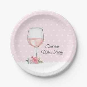 wine, adult birthday, wedding, floral paper plate