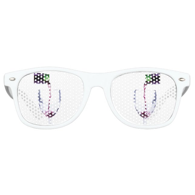 Wine Adult Party Shades, White Retro Sunglasses (Front)