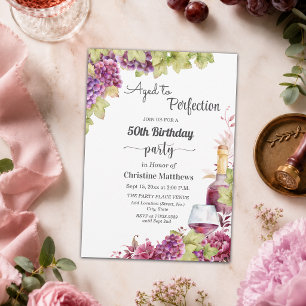 Wine Aged to Perfection 50th Birthday Party Invitation