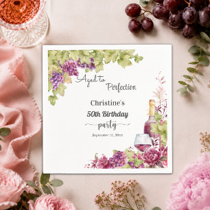 Wine Aged to Perfection 50th Birthday Party Napkin