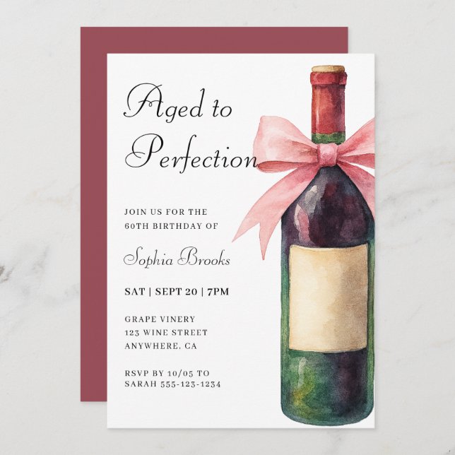 Wine Aged To Perfection 60th Birthday Party Invitation (Front/Back)