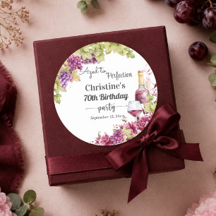 Wine Aged to Perfection 70th Birthday Party Classic Round Sticker