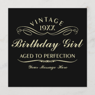 Wine Aged to Perfection Birthday Black Invitation