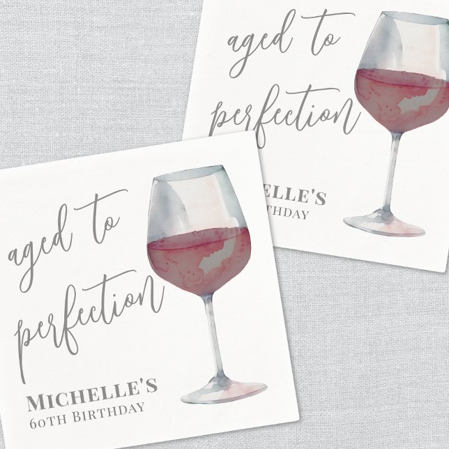 Wine Aged To Perfection Birthday Napkin (Wine Aged To Perfection Birthday Napkins)