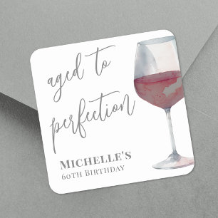 Wine Aged To Perfection Birthday Square Sticker
