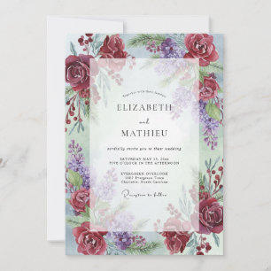 Wine Amethyst Painted Wedding Invitation