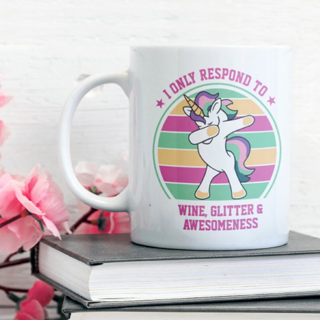 Wine and Awesomeness Dabbing Unicorn Large Coffee Mug (Bring the unicorn magic on your next cup of coffee .)