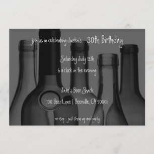 Wine and Beer Bottle Birthday Party Invitations