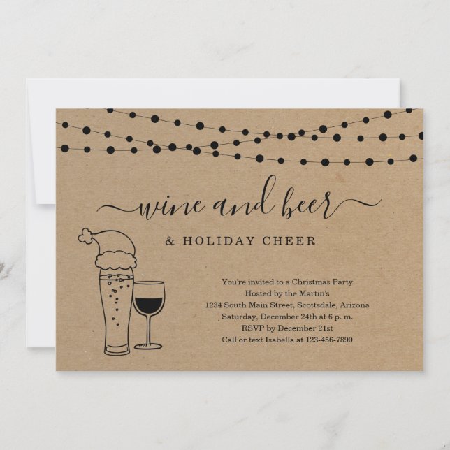 Wine and Beer & Holiday Cheer Christmas Party Invitation (Front)