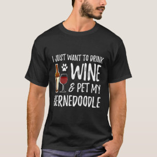 Wine And Bernedoodle T-Shirt For Bernedoodle Dog M