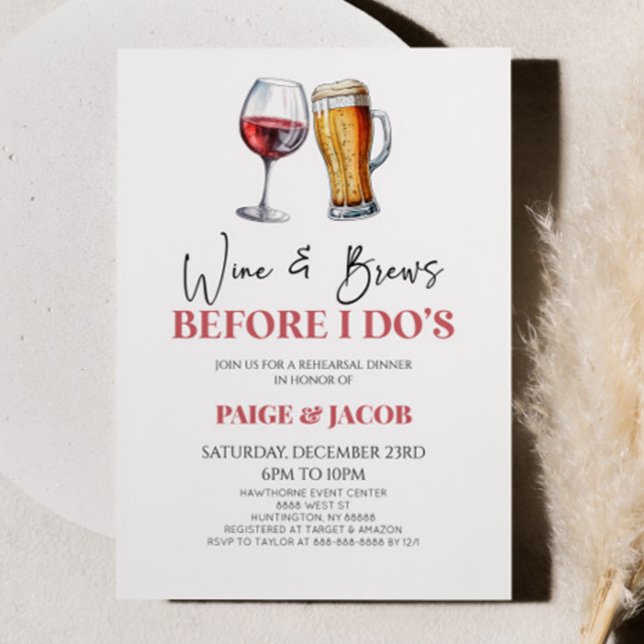 Wine and Brews Before I Do's! Rehearsal Dinner Invitation (Creator Uploaded)