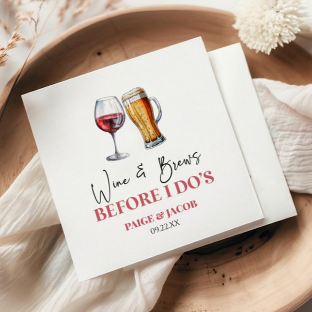 Wine and Brews Before I Do's Rehearsal Dinner Napkin (Creator Uploaded)