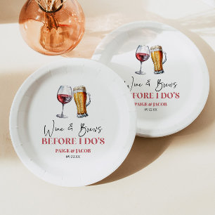 Wine and Brews Before I Do's Rehearsal Dinner Paper Plate