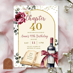 Wine and Chapter 40 Birthday Invitation