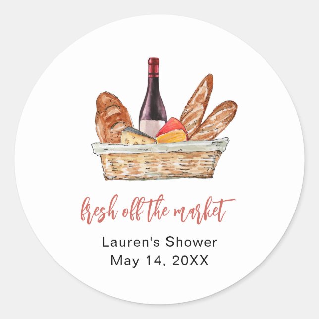 Wine and Cheese Bridal Shower  Classic Round Sticker (Front)