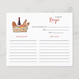 Wine and Cheese Bridal shower Recipe card