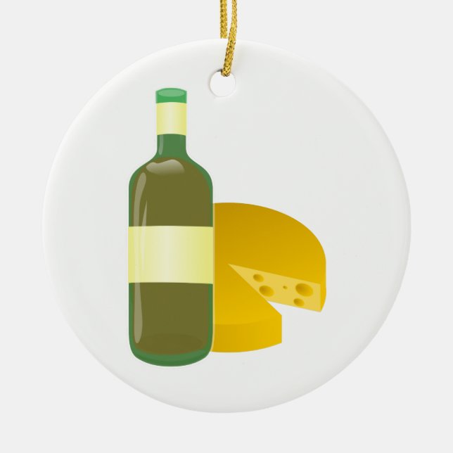 Wine and Cheese Ceramic Tree Decoration (Front)
