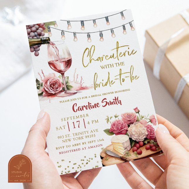Wine and Cheese Charcuterie Vineyard Bridal Shower Invitation (Creator Uploaded)