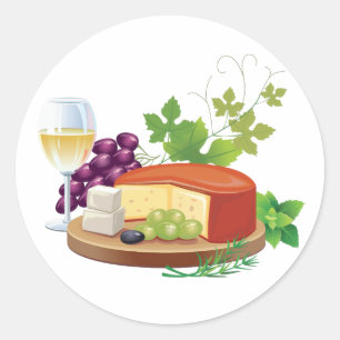 Wine and Cheese Classic Round Sticker