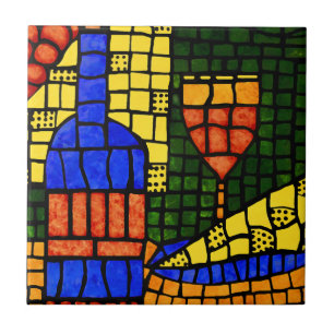 Wine And Cheese Colourful Bright Colour Bar Tile