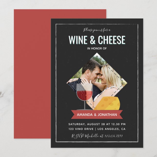 Wine And Cheese Couples Shower/Engagement invite (Front/Back)