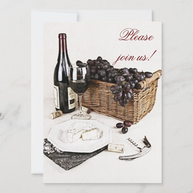 Wine and cheese dinner celebration invitation (Front)