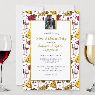 Wine and Cheese Engagement Party Couple's Photo Invitation