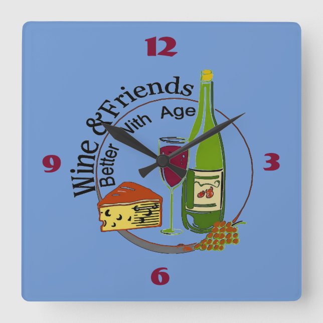 Wine and Cheese Friends Clock (Front)