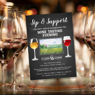 wine and cheese fundraiser event sip and support invitation