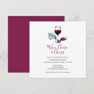 Wine and Cheese Illustration Bridal Shower Invitation