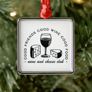 Wine and cheese lovers club metal tree decoration