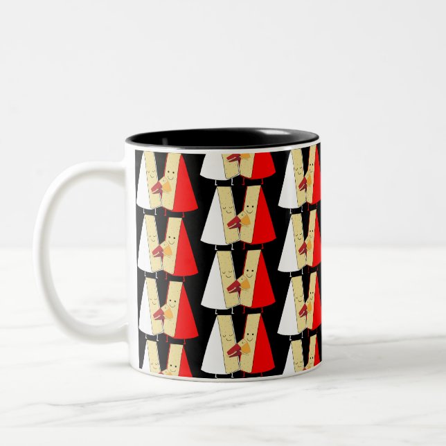 Wine And Cheese Lovers Two-Tone Coffee Mug (Left)