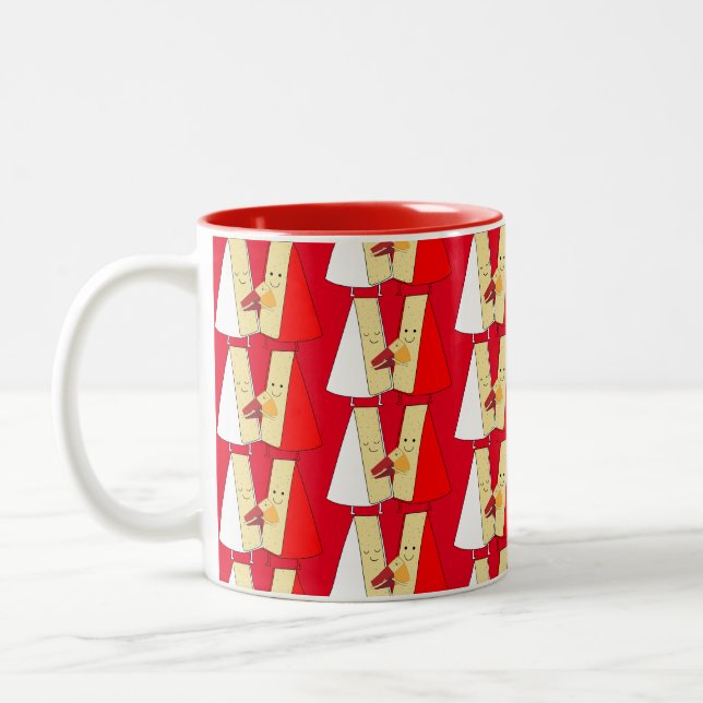 Wine And Cheese Lovers Two-Tone Coffee Mug (Left)