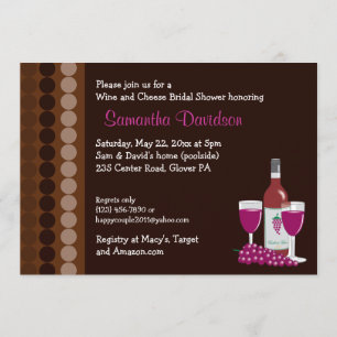 Wine and Cheese Party 5x7 Bridal Shower Invite