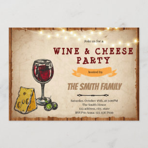 Wine and cheese party invitation