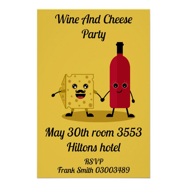 Wine And Cheese party Invitation Poster (Front)