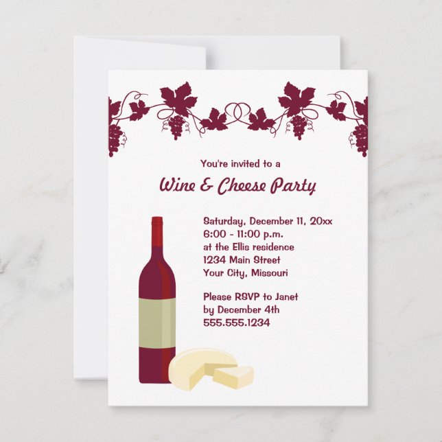 Wine and Cheese Party Invitations (Front)