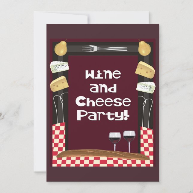 Wine and Cheese Party-with Quote Invitation (Front)