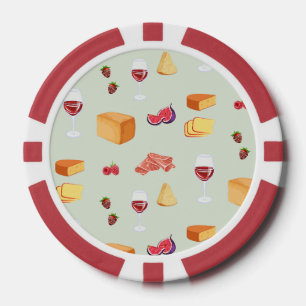 Wine and Cheese Pattern Poker Chips