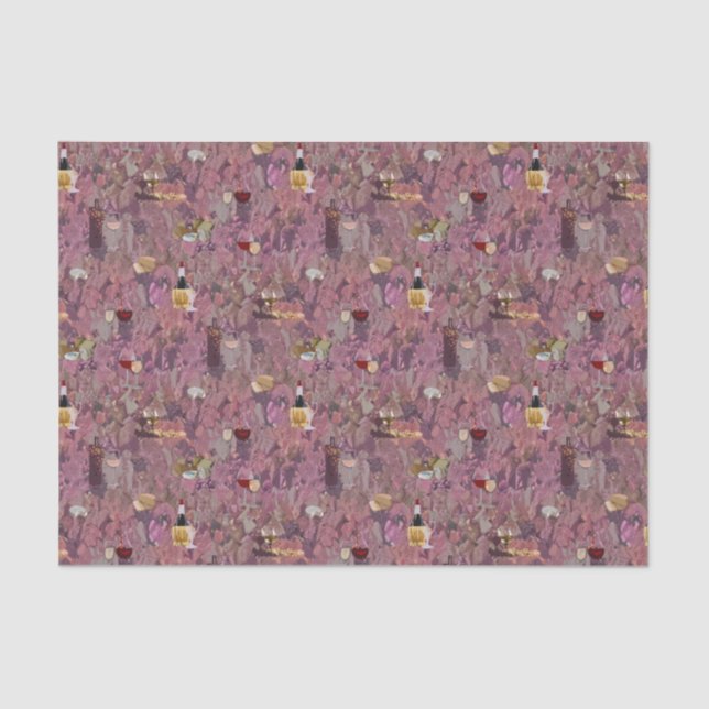 Wine and Cheese Pattern Print Tissue Paper (Front)