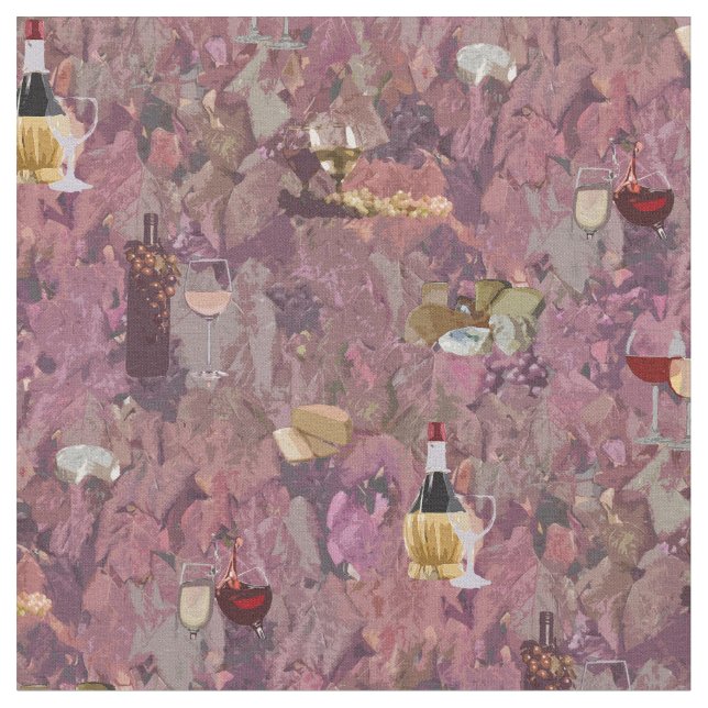 Wine and Cheese Print Fabric (Close Up)