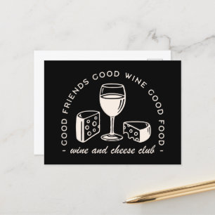 Wine and cheese tasting party night postcard